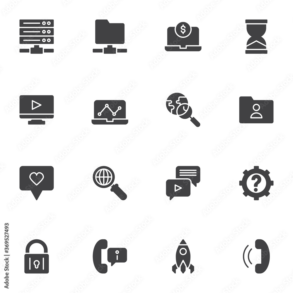 Search Engine Optimization vector icons set, modern solid symbol collection, filled style pictogram pack. Signs, logo illustration. Set includes icons as digital marketing, seo, search, monitoring Search Engine Optimization vector icons set, modern solid symbol collection, filled style pictogram pack. Signs, logo illustration. Set includes icons as digital marketing, seo, search, monitoring