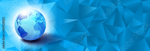 World Globe America and Europe with Triangle Background, Earth with Interposing triangle's creating an abstract pattern