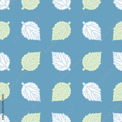 Silverleaf Poplar leaf seamless illustration pattern.  Green and white foliage vector background.
