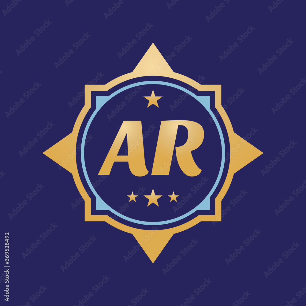 Monogram A & R initial letters - concept logo template design. Crest heraldic luxury emblem. Vector illustration. 