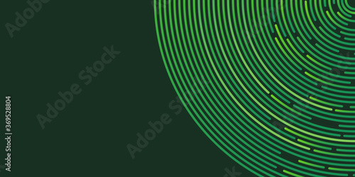 Green abstract background with circle spiral technology lines