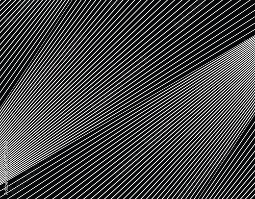  Line art optical art. Psychedelic background. Monochrome background. Optical illusion style. Black dark background. Modern pattern. Abstract graphic texture. Graphic ornament. Vector template