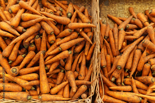 carrot vegetables background, local produce market.