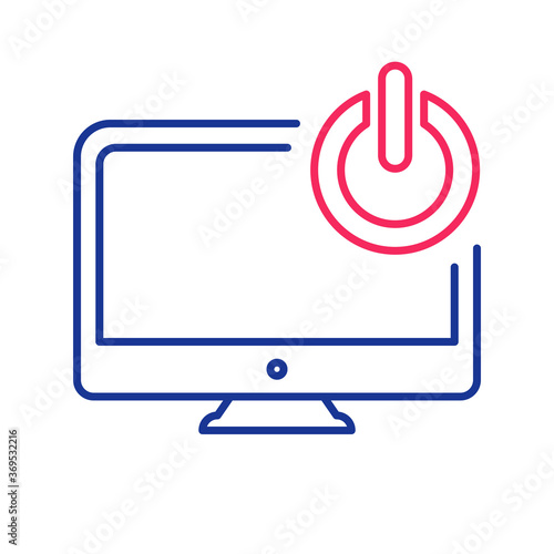 Computer monitor log off icon, power shut down sign, web icon