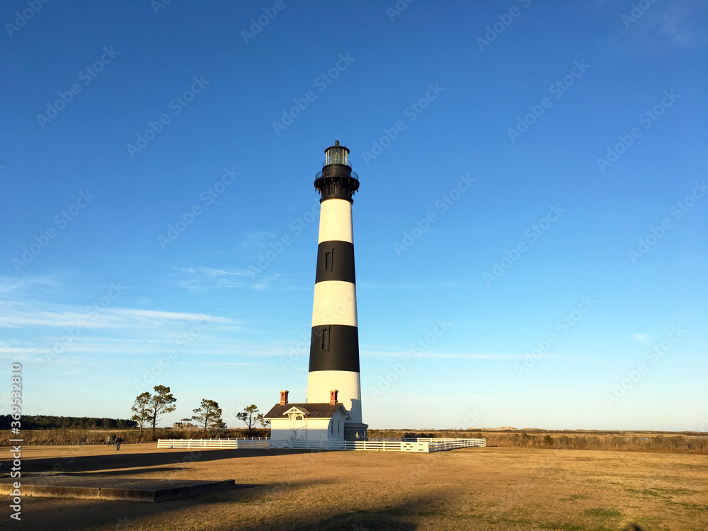 Large striped lighthouse in North Carolina
