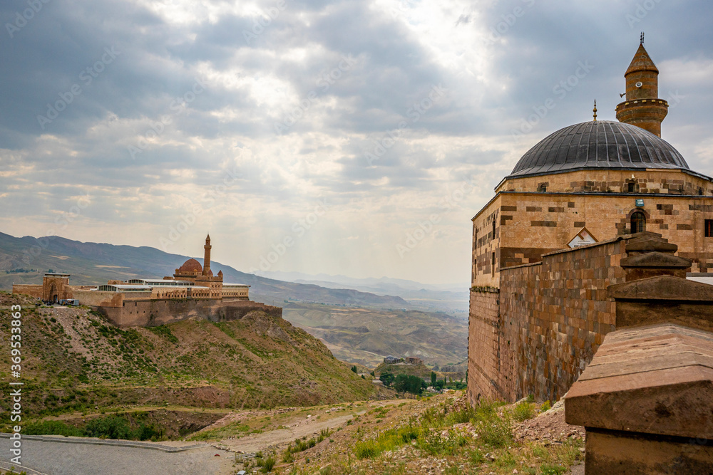 the scenic view of Ishak Pasha Palace is a semi-ruined palace and administrative complex located in the Doğubeyazıt district of Ağrı province of eastern Turkey.