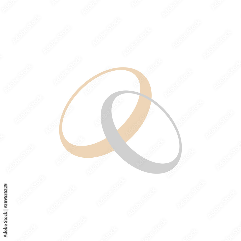 Gold and silver rings. Golden metal circle. Two rings. Stock vector illustration isolated on white background Gold and silver rings. Golden metal circle. Two rings. Stock vector illustration isolated on white background