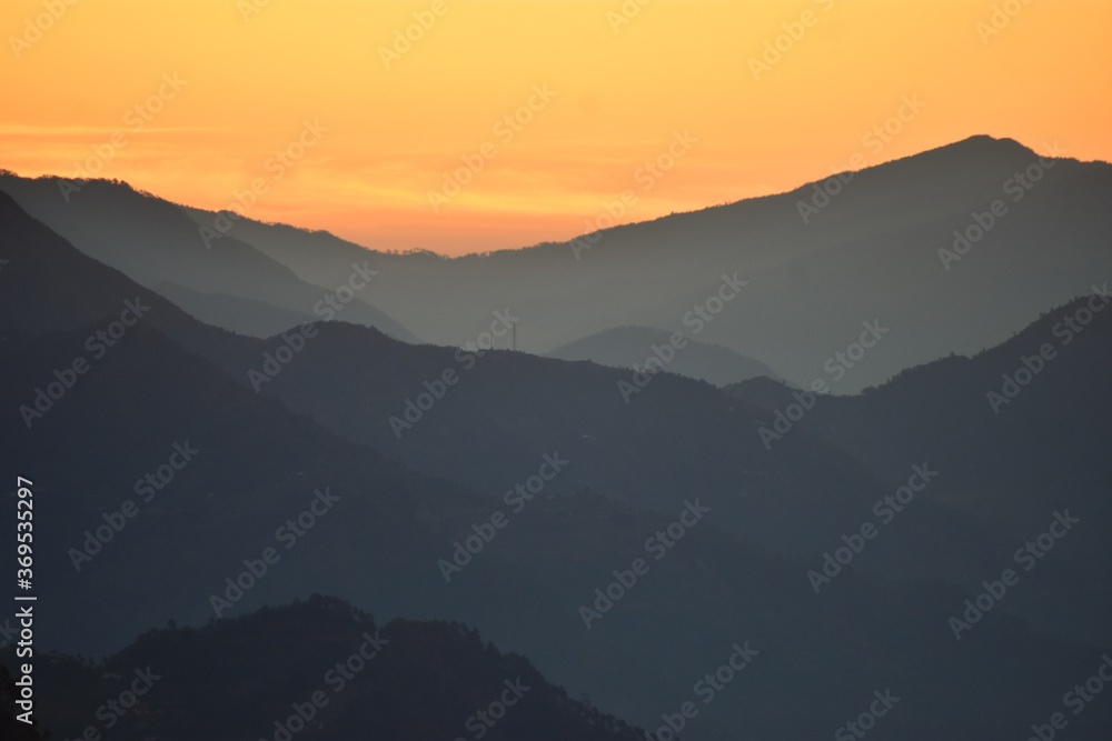 sunset in the mountains