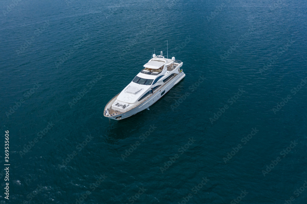 Aerial view of a luxury yacht in sea
