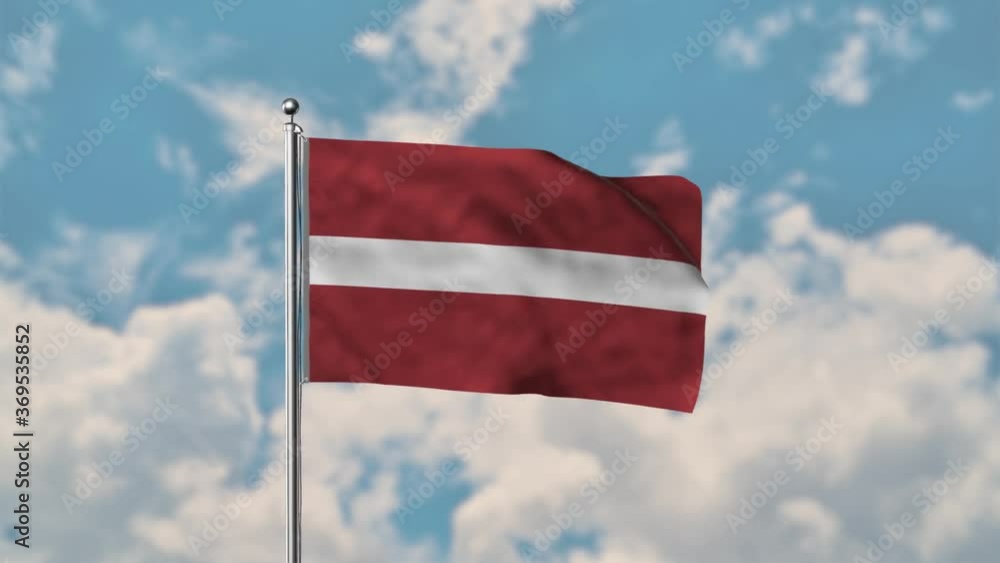 Latvia flag waving in the blue sky realistic 4k Video. Latvia flag waving in the blue sky realistic 4k Video.