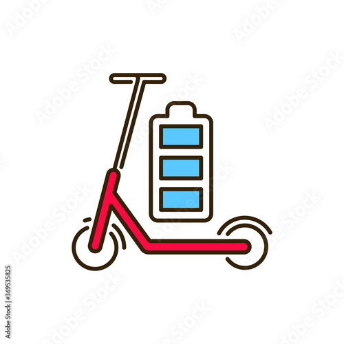 Electric scooter color line icon. City transport rental. Pictogram for web, mobile app, promo. UI UX design element. Editable stroke.