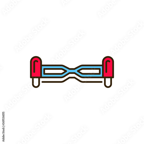 Electric gyrobord color line icon. City transport rental. Pictogram for web, mobile app, promo. UI UX design element. Editable stroke.