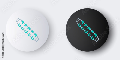 Line Hunting cartridge belt with cartridges icon isolated on grey background. Bandolier sign. Hunter equipment, armament. Colorful outline concept. Vector.