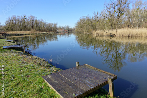 Sveti Martin na Muri, Croatia, Fishing spots on Mura River lake/ 27th February 2020