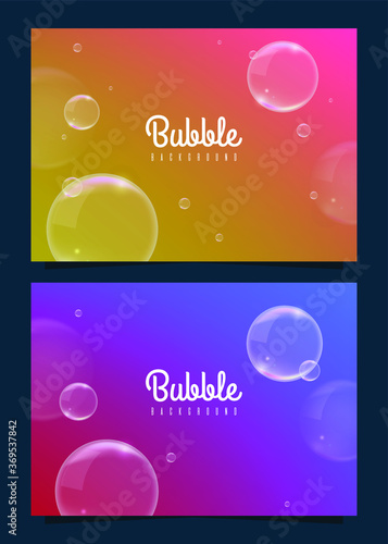 Bubbles Soap on Colored Background . Isolated Vector Elements