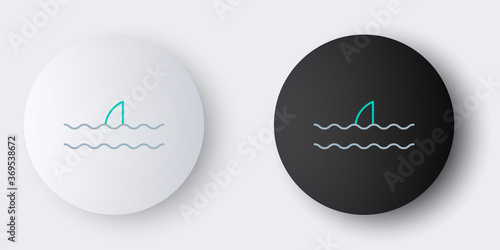 Line Shark fin in ocean wave icon isolated on grey background. Colorful outline concept. Vector.