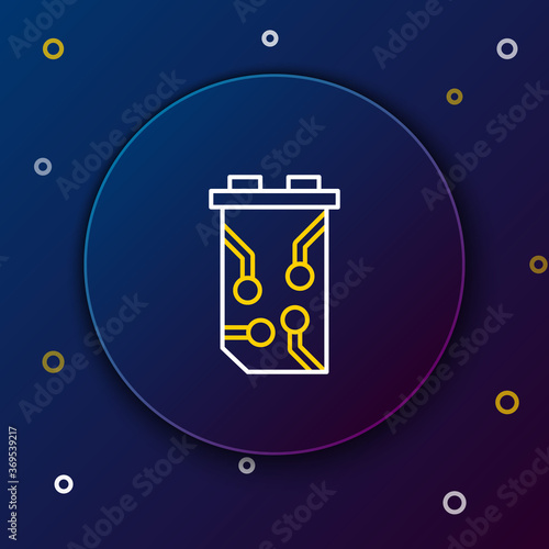 Line Video graphic card icon isolated on blue background. Colorful outline concept. Vector.
