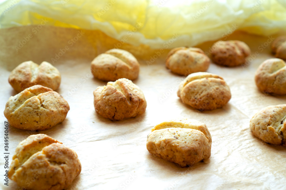 Fresh homemade pastries in small cookies with corn flour Fresh homemade pastries in small cookies with corn flour