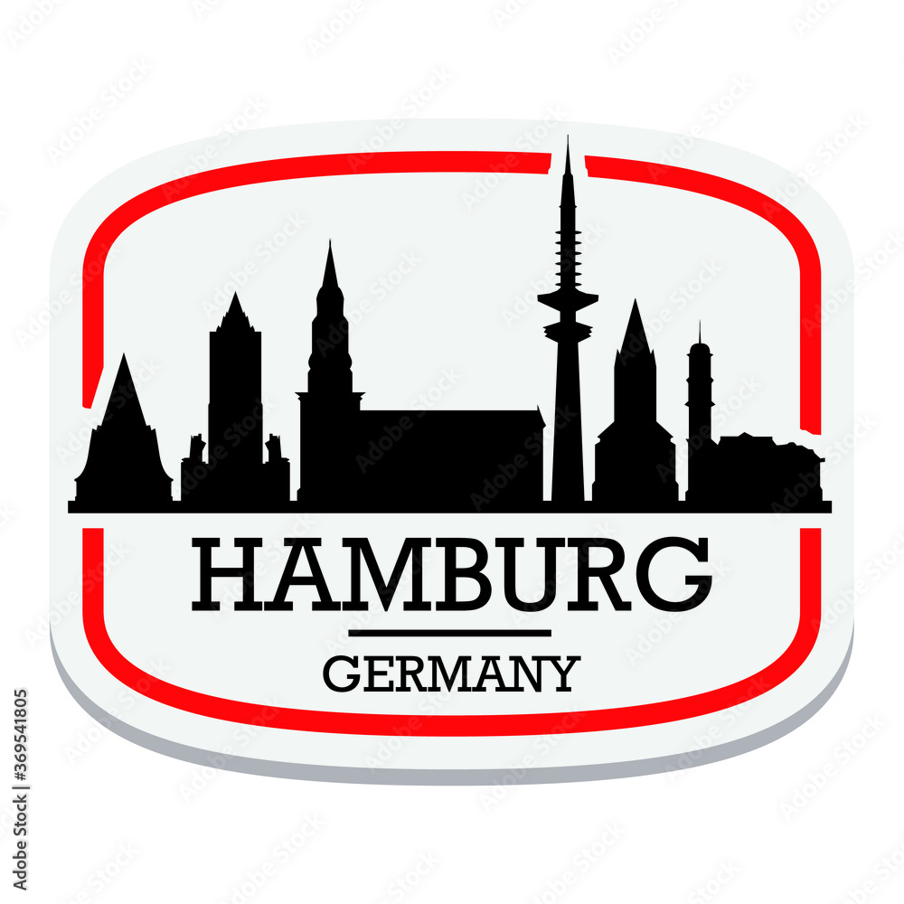 Hamburg Germany Label Stamp Icon Skyline City Design Tourism.