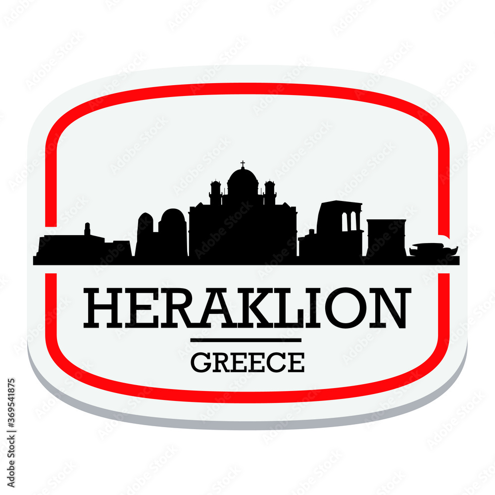 Heraklion Greece Label Stamp Icon Skyline City Design Tourism.