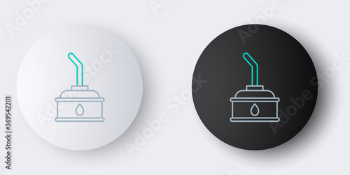 Line Canister for motor machine oil icon isolated on grey background. Oil gallon. Oil change service and repair. Colorful outline concept. Vector.