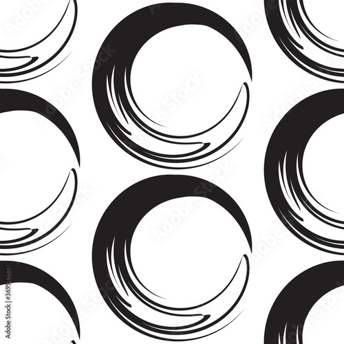 Pattern - abstract black rounded elements - white background - vector.