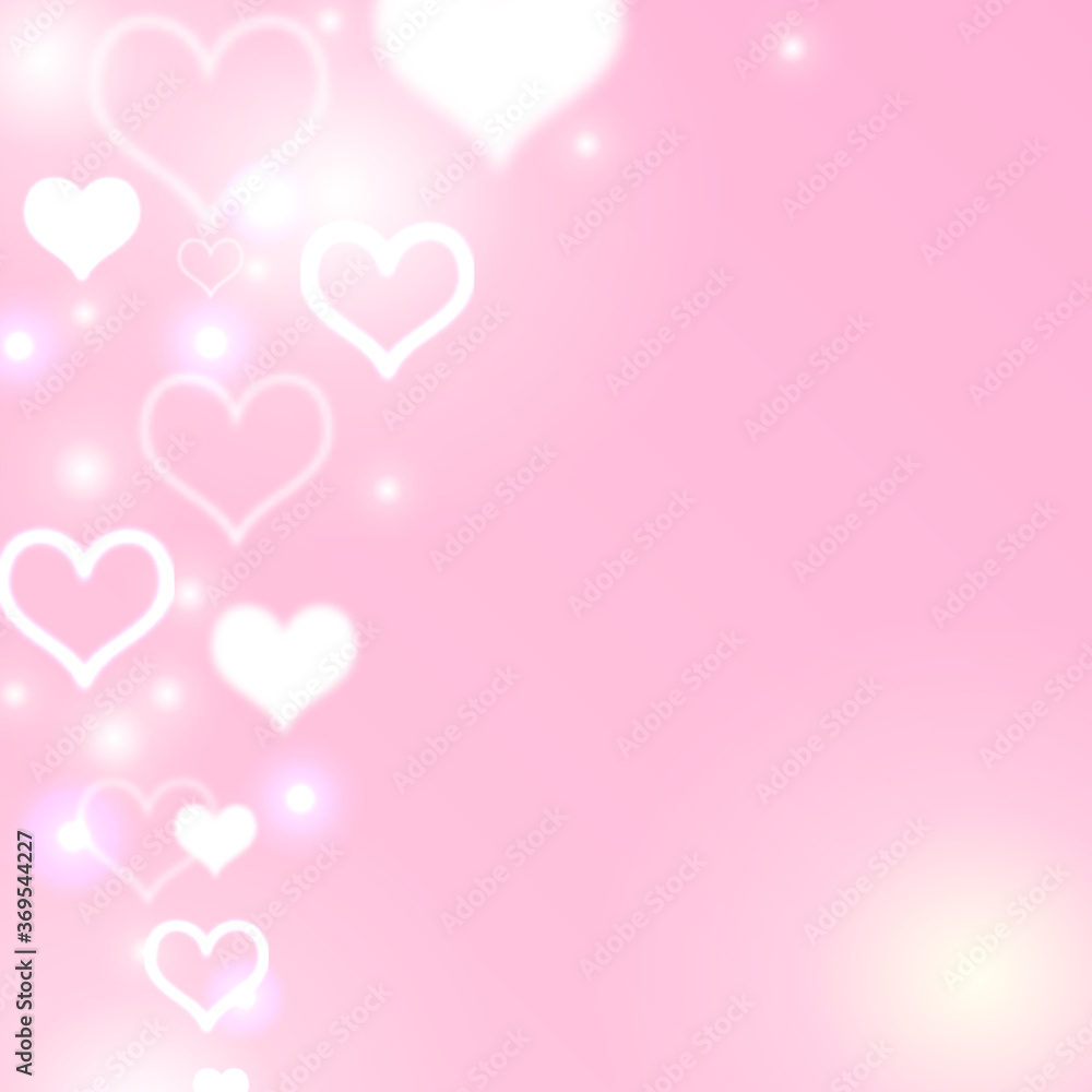 glowing hearts on pink background, valentine banner