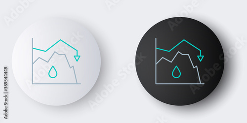Line Drop in crude oil price icon isolated on grey background. Oil industry crisis concept. Colorful outline concept. Vector.