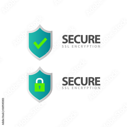 ssl certificate and secure encryption shield symbol logo design isolated on white background