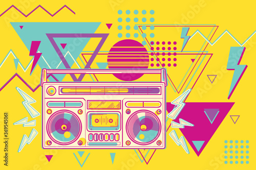 80s disco funky colorful music design - boombox