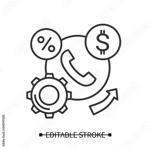 Financial services icon. Business infrastructure and process linear pictogram. Concept of b2b and bank loans Editable stroke vector illustration for project management, presentation and education