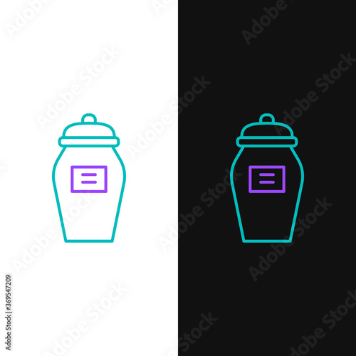 Line Funeral urn icon isolated on white and black background. Cremation and burial containers, columbarium vases, jars and pots with ashes. Colorful outline concept. Vector.