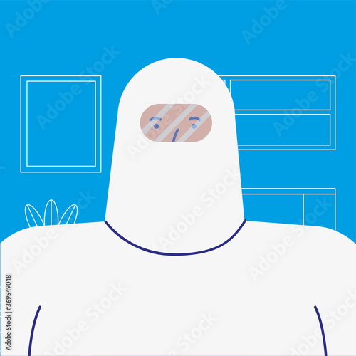professional worker with biosafety suit character