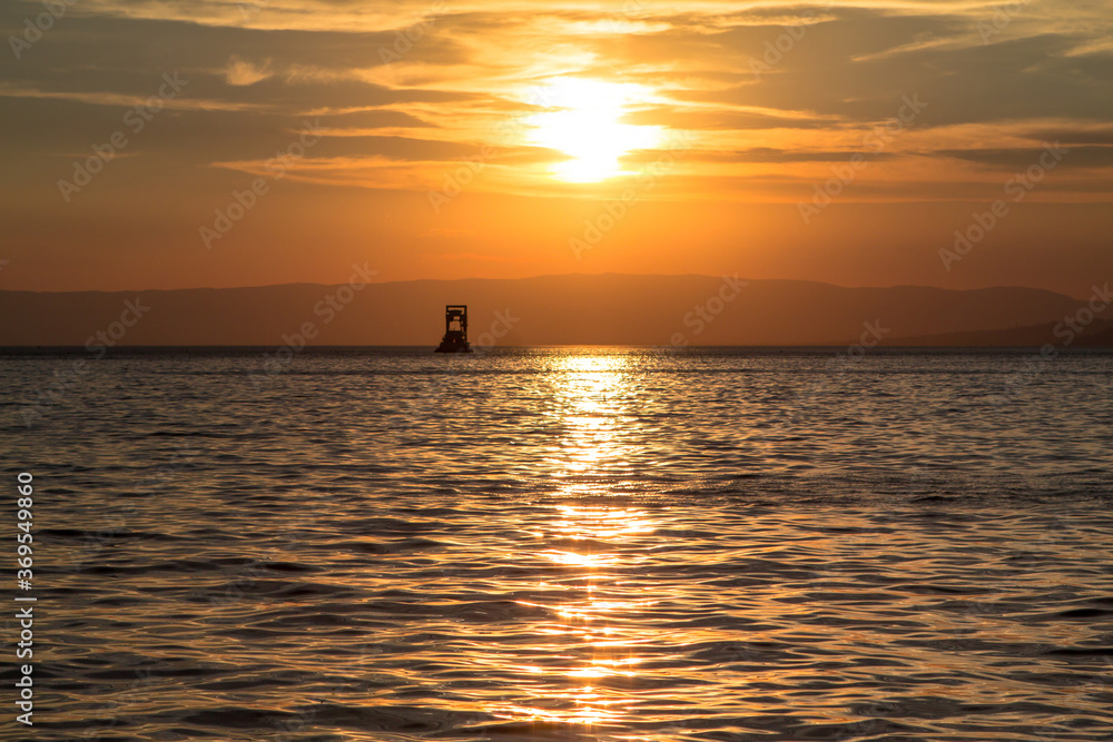 Geneva lake sunset in Switzerland