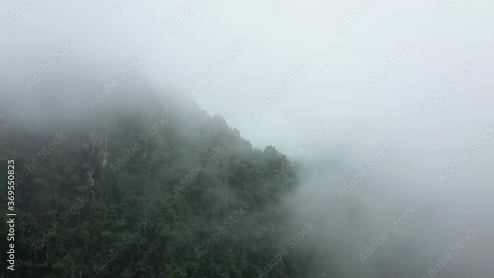 Clouds around green mountains and tropical jungle in Asia, Laos, towards Vientiane, towards Vang Vieng, on a cloudy day. Clouds around green mountains and tropical jungle in Asia, Laos, towards Vientiane, towards Vang Vieng, on a cloudy day.