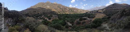 panoramic view of the mountains kreta blue sky