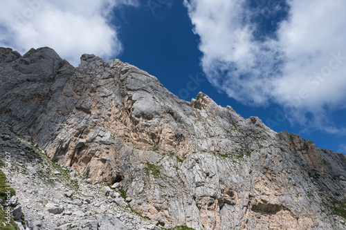 rocky wall of the corno piccolo in the mountain area of the gran sasso d'italia