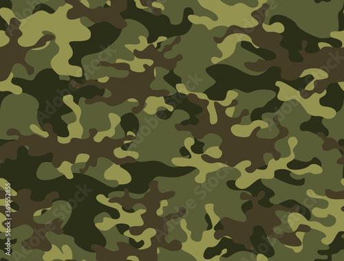  Camouflage military seamless green vector background for textiles. Forest pattern.
