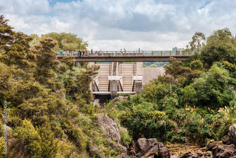 Hydroelectric dam of Waikato River - Taupo, North Island, New Zealand Hydroelectric dam of Waikato River - Taupo, North Island, New Zealand