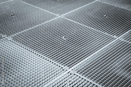 Iron stainless grating protects underground street fountain