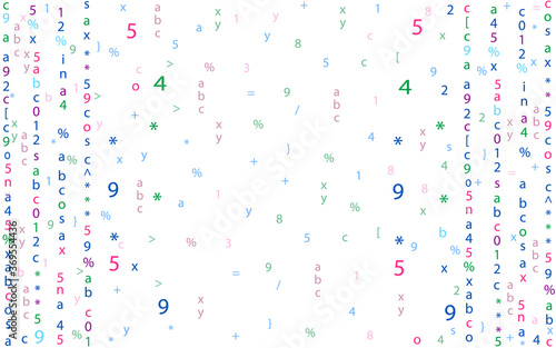 Abstract colored mathematical signs of algebra and geometry on a white background. Template for advertising, booklets, leaflets with training. Vector graphic.