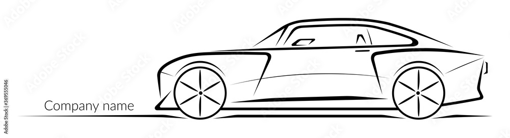 Sports car silhouette isolated on white background. Vector illustration