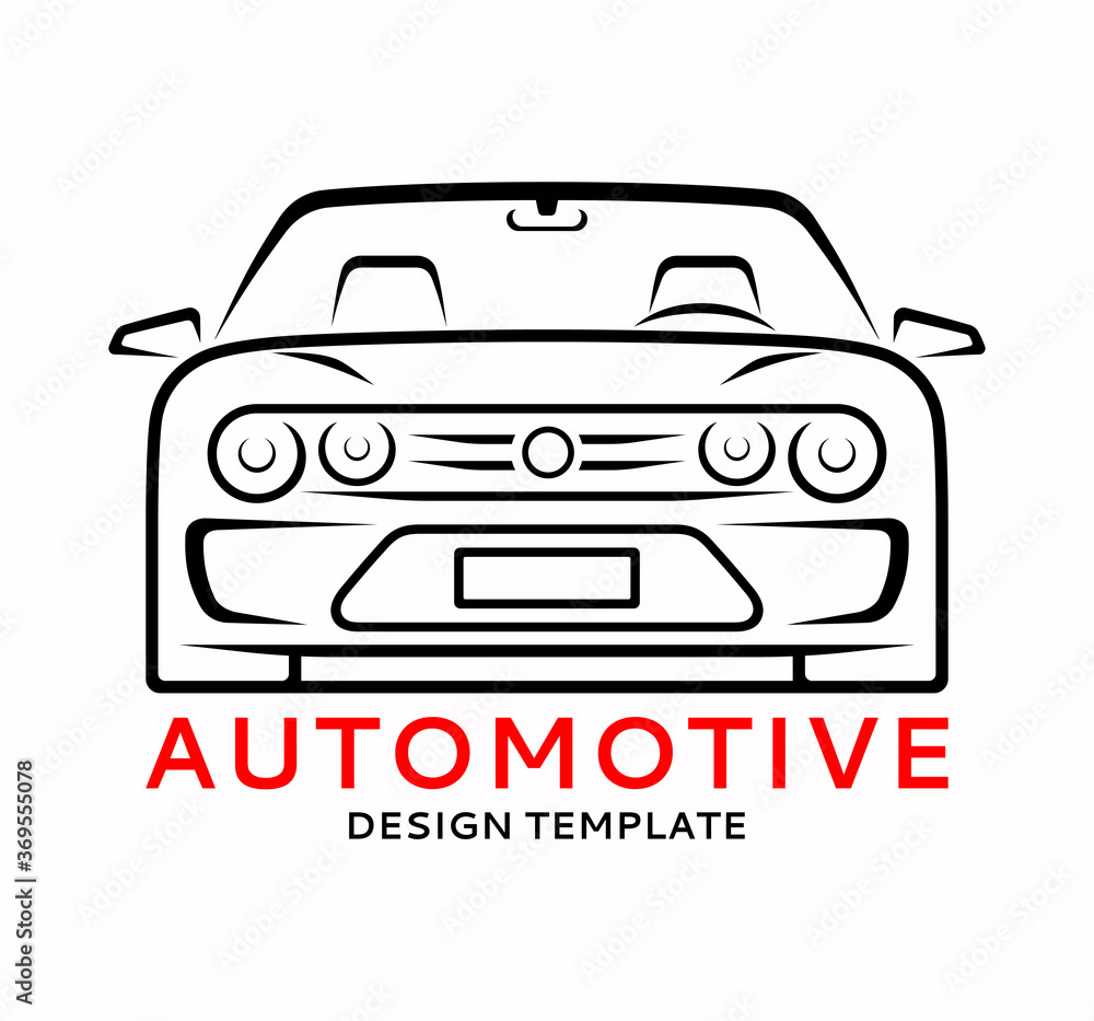 Obraz premium Car silhouette, outlined contour, logo design. Vector illustration