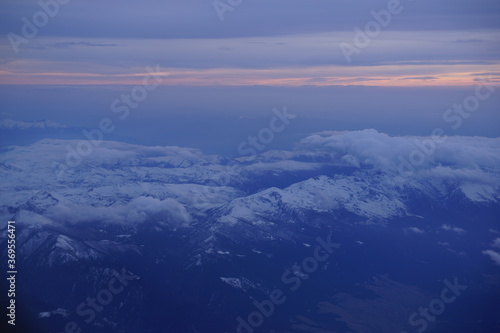 aerial view of clouds over mountains