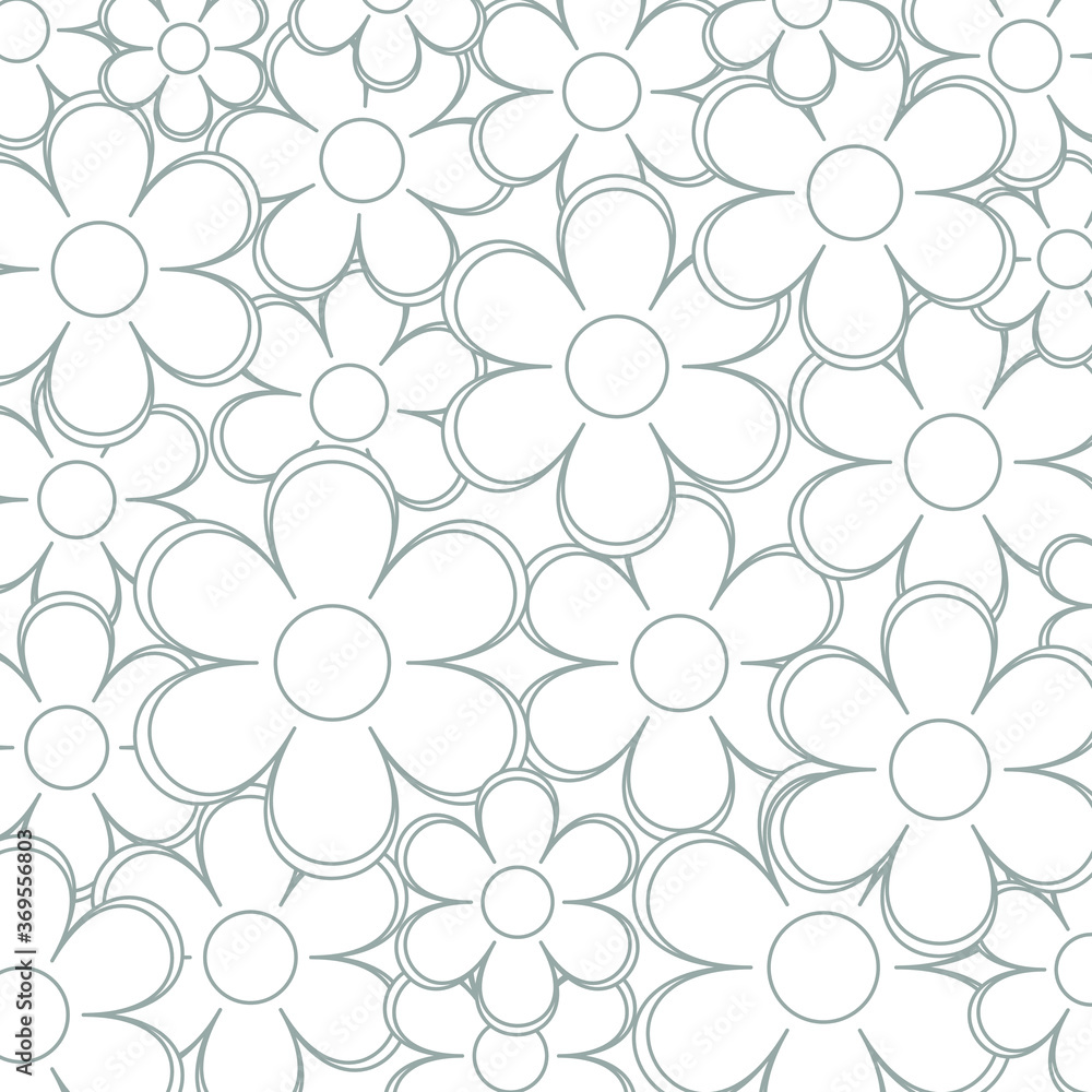 Background with gray silhouettes of flowers on a white background Background with gray silhouettes of flowers on a white background