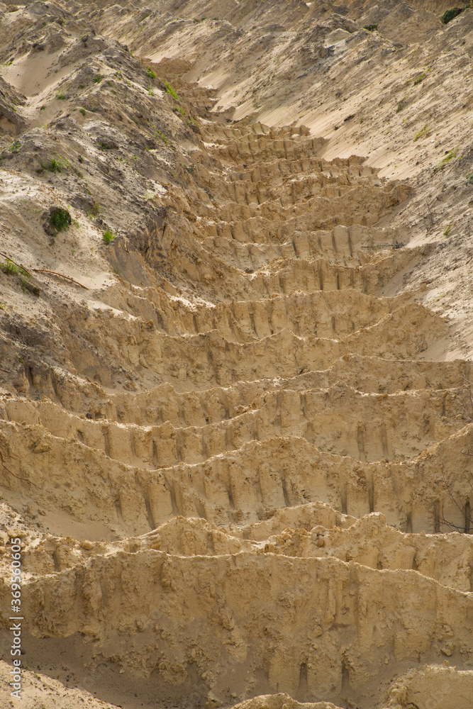 Sand quarry. Texture. Traces of production. Sand quarry. Texture. Traces of production.