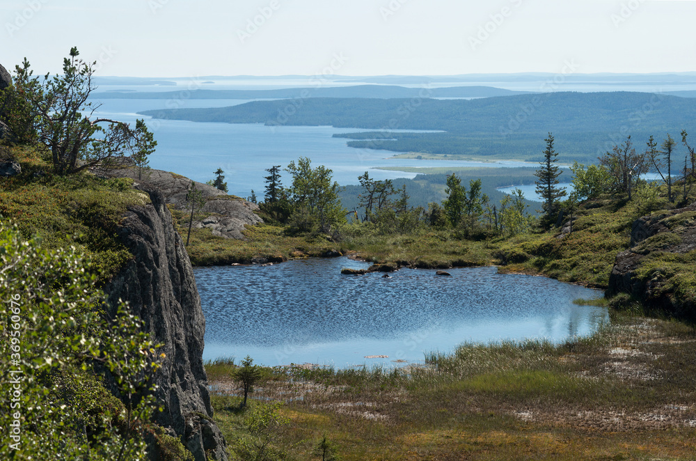 Grand taiga lake view from above