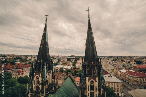 View from a height on the attractions of Lviv