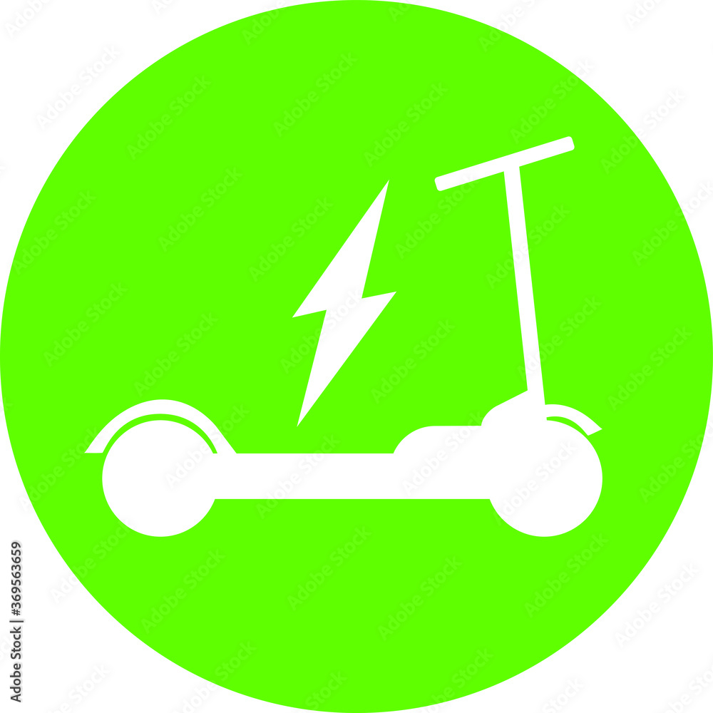 Round green sign for electric scooter Round green sign for electric scooter