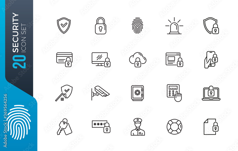 minimal security icon set - obrazy, fototapety, plakaty 